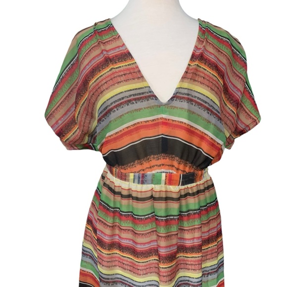 Passport Earthtone/autumnal striped maxi dress size small - Picture 2 of 7